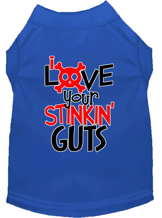 Love your Stinkin Guts Screen Print Dog Shirt Blue XS